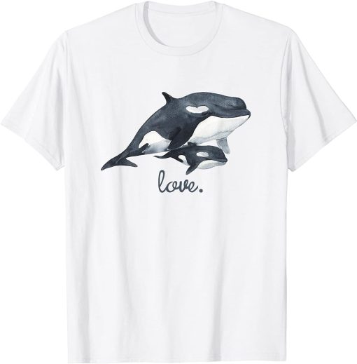 Cute Mom and Baby Orca Whale T-Shirt Killer Whale Tee Shirt