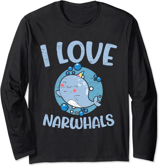 I Love Narwhals - Orca Narwhal Long Sleeve T-Shirt