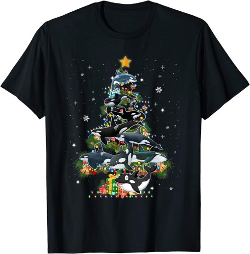 Funny Orcas Christmas Tree Loves Orcas Xmas T-Shirt