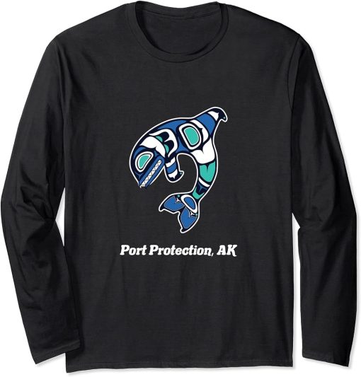 Port Protection AK Native American Tribal Orca Killer Whale Long Sleeve T-Shirt